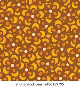 Beautiful abstract floral seamless pattern motif in stamp block bold outline vector warm earthy color