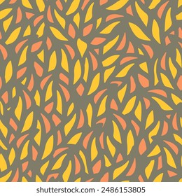Beautiful abstract floral seamless pattern motif in stamp block bold outline vector warm earthy color