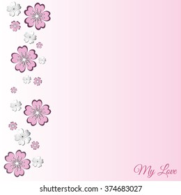 Beautiful abstract floral trendy background with white paper flower sakura. Stylish modern background. Greeting or invitation card for wedding, birthday and life events. Vector illustration eps 10