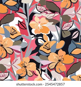 beautiful abstract flower floral seamless pattern design vector. illustration background.