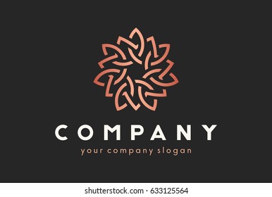 Beautiful Abstract flower swirl logo icon vector design. Elegant premium linear vector logotype symbol