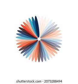  Hermosa flor abstracta. Ilustración de color vectorial aislada en fondo blanco.