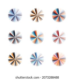  Beautiful abstract flowers set. Vector colorful illustration isolated on white background.