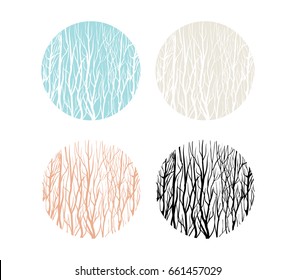 Beautiful abstract forest vector icons
leafless branches, season illustration