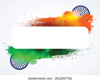 Beautiful Abstract Frame Design with Tri Colour National Flag and Ashok Chakras for Happy Independence Day.