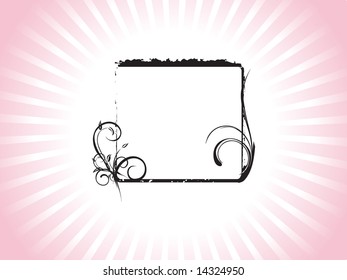 beautiful  abstract frame with swirl elements on red background, vector illustration