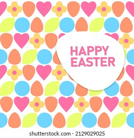 Beautiful abstract geometric colorful easter card pattern. Paper 
cut design. Abstract ornament pattern of simple elements. Easter holiday concept. Spring greeting card.
