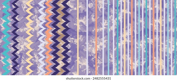 hermosa acuarela geométrica abstracta borde elemento artístico decorativo fondo diseño sin fisuras ilustración color verde azulado combinación de color púrpura para hogar digital textil y ropa