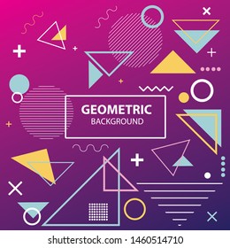 Beautiful abstract geometry background design. Geometric shapes background. Trendy geometric elements memphis cards. Modern abstract design poster, cover, card design. Vector illustration