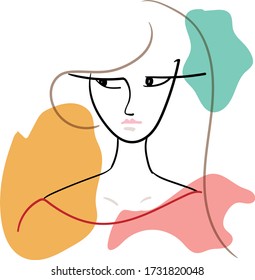 Beautiful abstract girl vector illustration, stick figure
