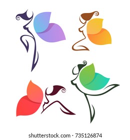 beautiful abstract girls, look like a colorful butterfly, for your logo, labels or emblems