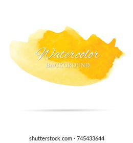 beautiful abstract gold watercolor art hand paint on white background,brush textures for logo.There is a place for text.Perfect stroke design for headline.luxury boutique Illustrations.