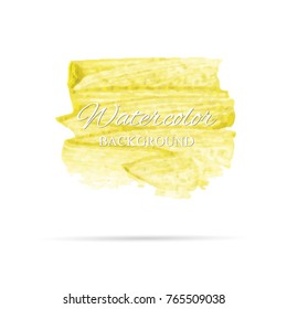 beautiful abstract gold watercolor art hand paint on white background,brush textures for logo.There is a place for text.Perfect stroke design for headline.luxury boutique Illustrations.