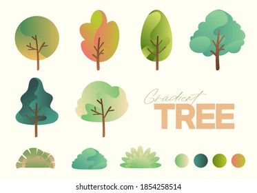 beautiful abstract gradient trees collection set vector