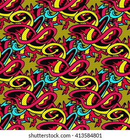 beautiful abstract graffiti seamless pattern on a black background