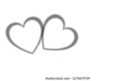 Beautiful abstract gray shadow in the shape of two festive love hearts on a white background for Valentine's Day and copy space. Vector illustration.