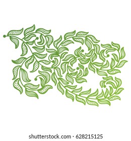 Beautiful abstract green branch. Vector illustration.