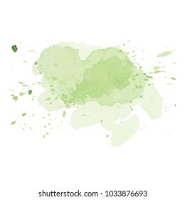 beautiful abstract green watercolor art hand paint on white background,brush textures for logo.There is a place for text.Perfect stroke design for headline.luxury boutique Illustrations.