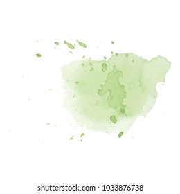 beautiful abstract green watercolor art hand paint on white background,brush textures for logo.There is a place for text.Perfect stroke design for headline.luxury boutique Illustrations.