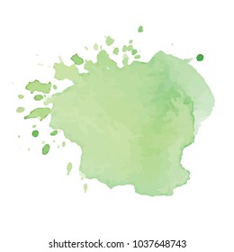 beautiful abstract green watercolor art hand paint on white background,brush textures for logo.There is a place for text.Perfect stroke design for headline.luxury boutique Illustrations.