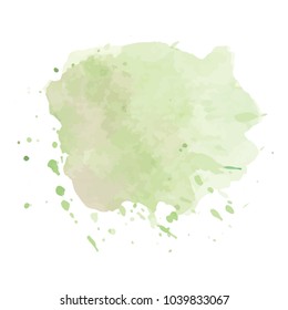 beautiful abstract green watercolor art hand paint on white background,brush textures for logo.There is a place for text.Perfect stroke design for headline.luxury boutique Illustrations.