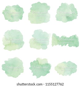 beautiful abstract green watercolor art hand paint on white background,brush textures for logo.There is a place for text.Perfect stroke design for headline.luxury boutique Illustrations.