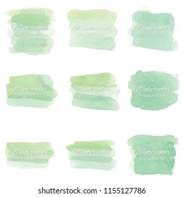 beautiful abstract green watercolor art hand paint on white background,brush textures for logo.There is a place for text.Perfect stroke design for headline.luxury boutique Illustrations.