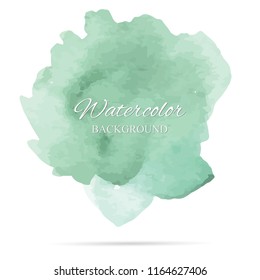 beautiful abstract green watercolor art hand paint on white background,brush textures for logo.There is a place for text.Perfect stroke design for headline.luxury boutique Illustrations.