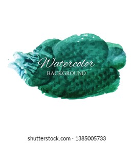 beautiful abstract green watercolor art hand paint on white background,brush textures for logo.There is a place for text.Perfect stroke design for headline.luxury boutique Illustrations.