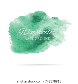 beautiful abstract green watercolor art hand paint on white background,brush textures for logo.There is a place for text.Perfect stroke design for headline.luxury boutique Illustrations.