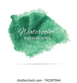beautiful abstract green watercolor art hand paint on white background,brush textures for logo.There is a place for text.Perfect stroke design for headline.luxury boutique Illustrations.