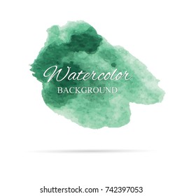 beautiful abstract green watercolor art hand paint on white background,brush textures for logo.There is a place for text.Perfect stroke design for headline.luxury boutique Illustrations.