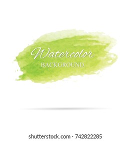 beautiful abstract green watercolor art hand paint on white background, brush textures for logo. There is a place for text. Perfect stroke design for headline.luxury boutique Illustrations.