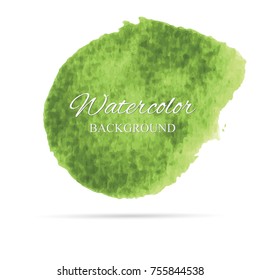 beautiful abstract green watercolor art hand paint on white background,brush textures for logo.There is a place for text.Perfect stroke design for headline.luxury boutique Illustrations.