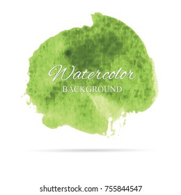 beautiful abstract green watercolor art hand paint on white background,brush textures for logo.There is a place for text.Perfect stroke design for headline.luxury boutique Illustrations.