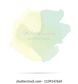beautiful abstract green and yellow watercolor art hand paint on white background,brush textures for logo.There is a place for text.Perfect stroke design for headline.luxury boutique Illustrations.