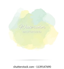 beautiful abstract green and yellow watercolor art hand paint on white background,brush textures for logo.There is a place for text.Perfect stroke design for headline.luxury boutique Illustrations.