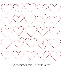 Beautiful Abstract heart shape made with small red color heart shapes on white isolated background for Valentines Day and other occasions.