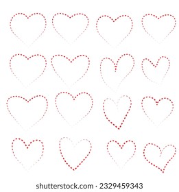 Beautiful Abstract heart shape made with small red color heart shapes on white isolated background for Valentines Day and other occasions.