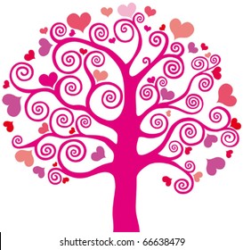 beautiful abstract heart tree on white background