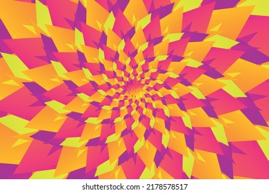 beautiful abstract horizontal illustration in the form of yellow, orange, pink and purple petals connecting into a single flower in the center. Template for cover, flyer or banner. Vector EPS10 
