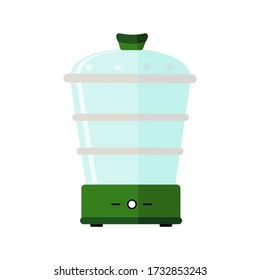 Beautiful abstract icon with a green double boiler on a white background. Healthy lifestyle. Modern design Double exposure. Homemade food. Cooking background. Vector graphics. Flat.