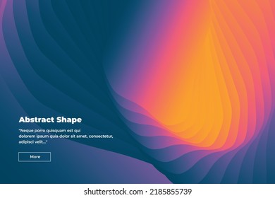 beautiful abstract illustration in the form of gradient dark blue, purple, pink and orange lines that overlap each other and together form an abstract shape. Vector EPS10