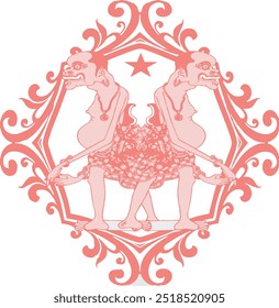 beautiful abstract image of twin petruk of javanesse puppets