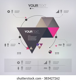 Beautiful abstract infographic triangles design with your text and blurry lights background 
Eps 10 stock vector illustration 