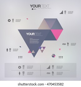 Beautiful abstract infographic triangles design with your text and blurry lights background Eps 10 stock vector illustration 