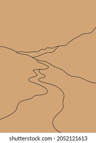 Beautiful abstract landscape, background or card template in modern colors, vector illustration in popular art style