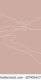Hermoso paisaje abstracto, fondo o plantilla de tarjeta en colores modernos, ilustración vectorial en estilo de arte popular