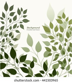 Beautiful abstract light background with branches and leaves