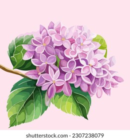 Beautiful abstract lilac flowers in bloom, watercolor dye painting, vector EPS 10 illustration svg